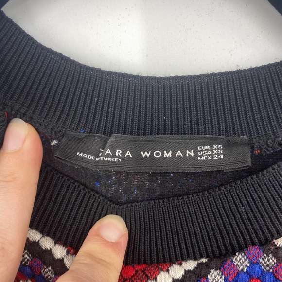 Zara Woman Red Chevron Zig Zag Cropped Sweater Size XS - Picture 4 of 4